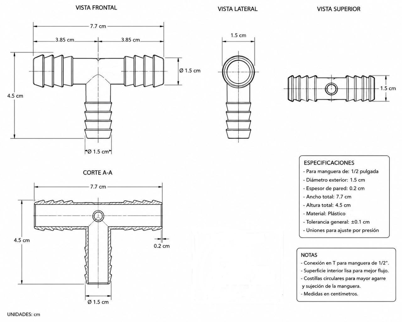 Unión T de 1/2" - Imagen 2